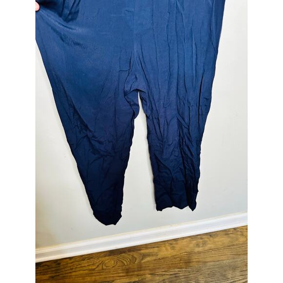 THAKOON COLLECTIVE Navy Short Sleeve Collared Front Button Jumpsuit Size 6 - Picture 10 of 13